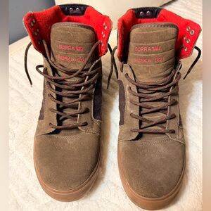 Supra Skytop Muska 001 High-Top Sneakers Brown Red Men’s Size 11